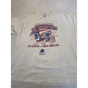 Superbowl XXXV1 St Louis Vs New England Men's Short Sleeve White T-Shirt Size...